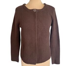 NEW Adrienne Vittadini Chocolate Brown Sweater‎ Cardigan Womens MED Chunky Knit